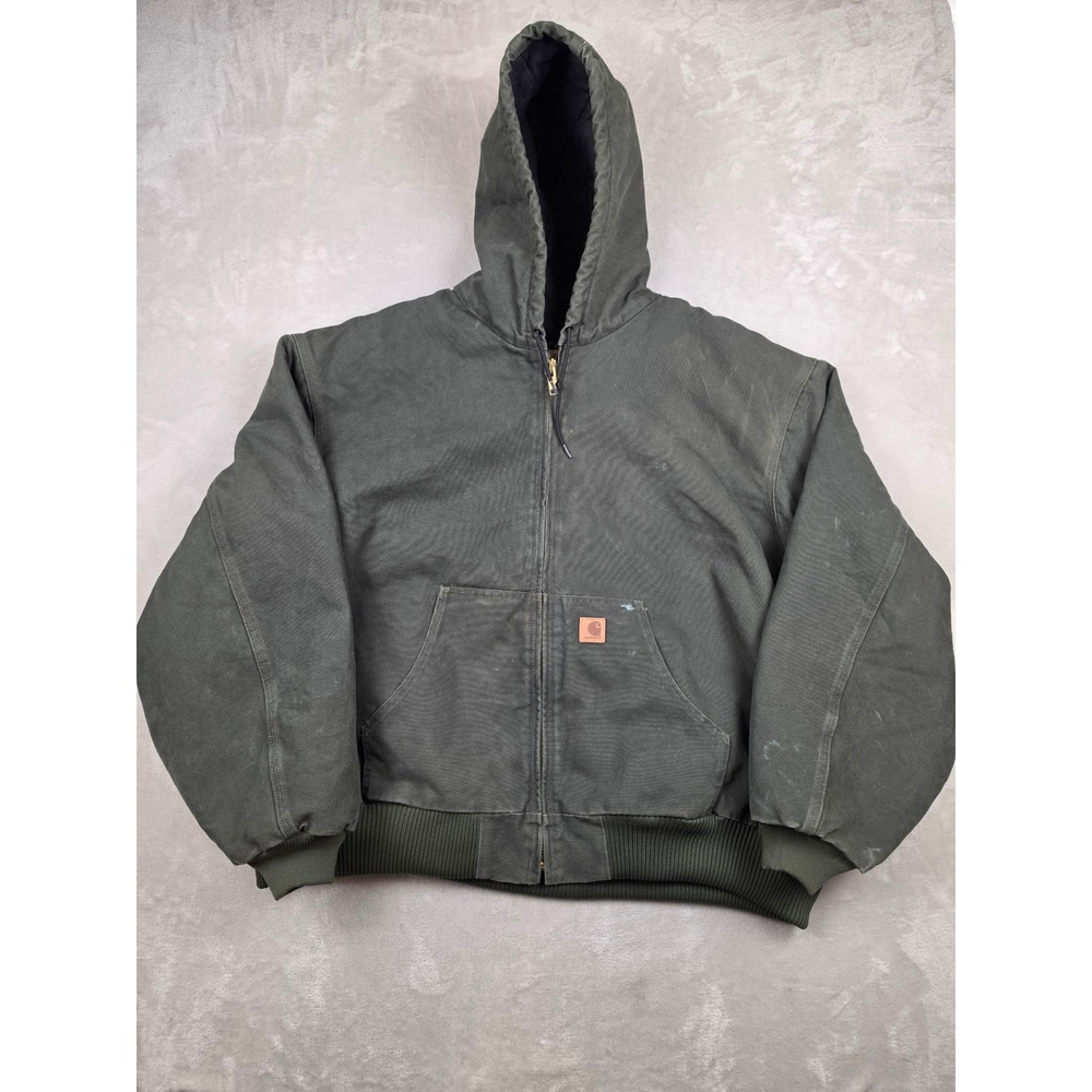 Carhartt Active Jacket J130 Men 5XL Green MOS Quilt Lined Duck Canvas Workwear